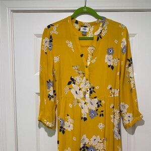 Yellow Flower Just Below Knee Dress